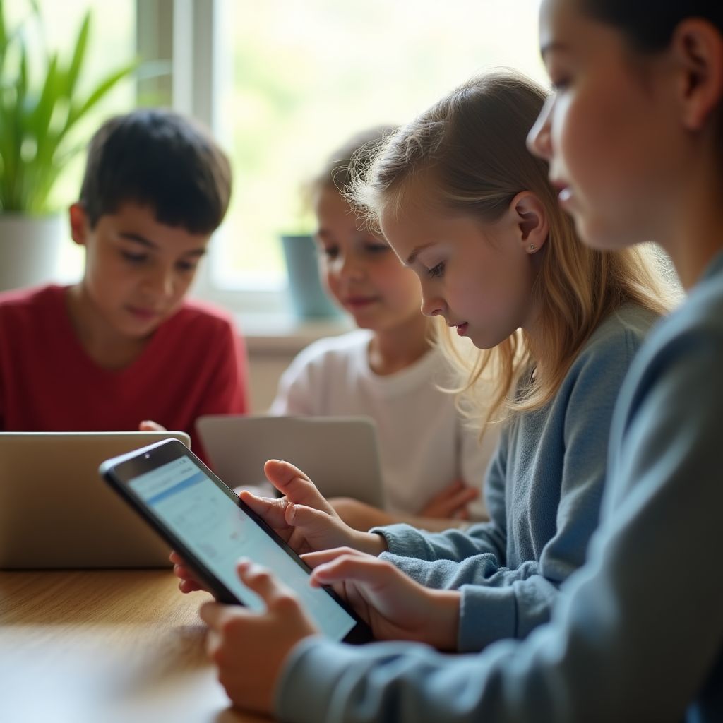 Estudiantes usando plataformas educativas
